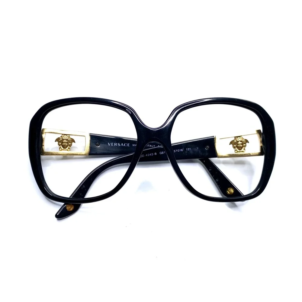 Versace MOD 4242-B Black Gold Medusa Crystal Square Eyeglasses 57-16-135